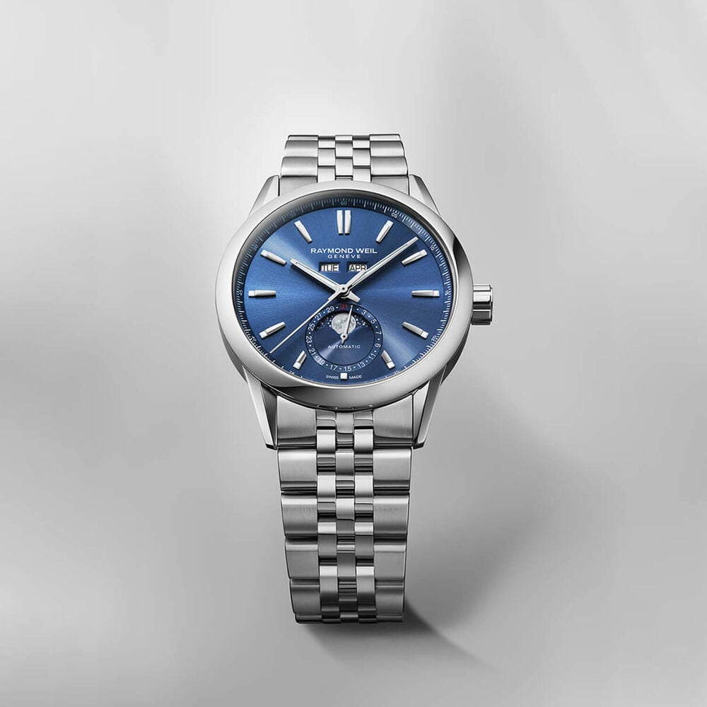 Raymond Weil Freelancer Complete Calendar 40mm Blue Sunray Dial Stainless Steel Bracelet Watch