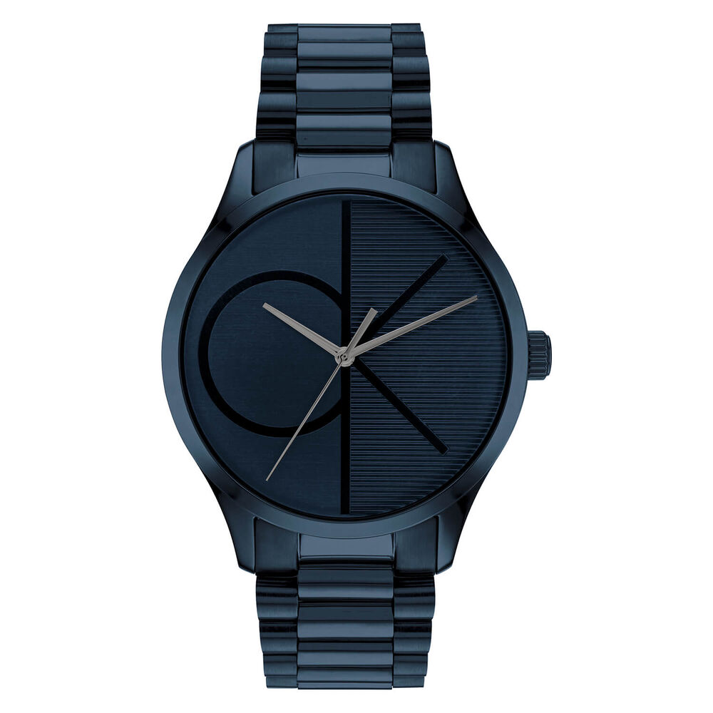 Calvin Klein Iconic 40mm Dark Blue Monogramed Dial Blue Bracelet Watch image number 0