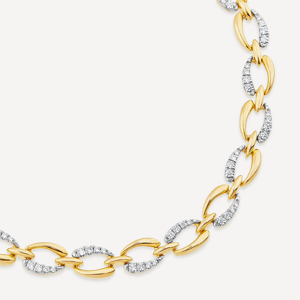 9ct Yellow Gold 0.50ct Diamond & Polished Link Bracelet