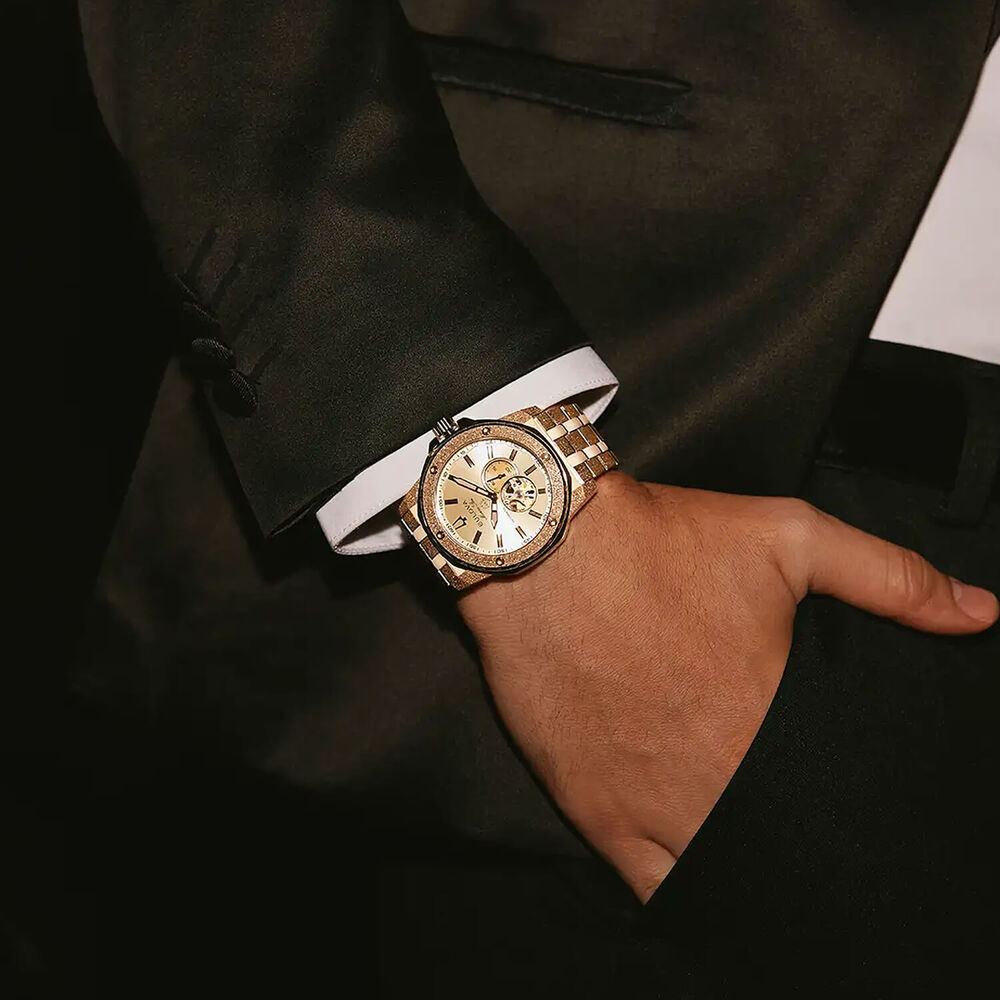 Bulova Marine Star 44mm Gold Dial Yellow Gold Tone Steel Bracelet Watch