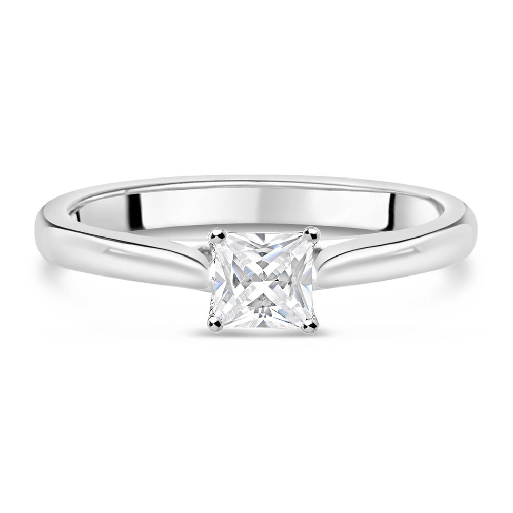 18ct White Gold 0.40ct Princess Diamond Orchid Setting Ring image number 4