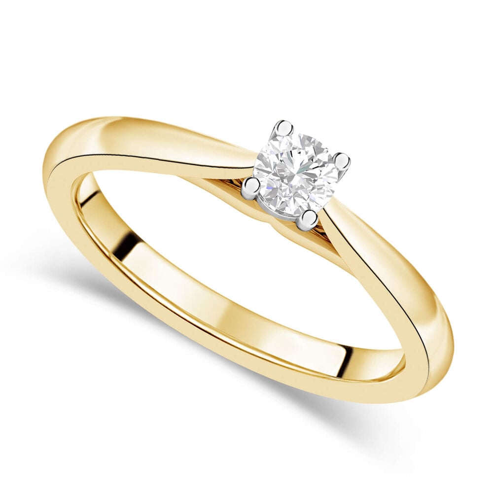 18ct Yellow Gold 0.25ct Round Diamond Orchid Setting Ring image number 0