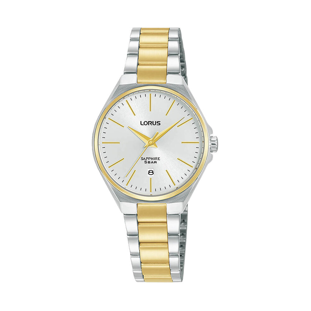Lorus Quartz Ladies 28mm Silver Dial Two-Tone Steel Bracelet Watch