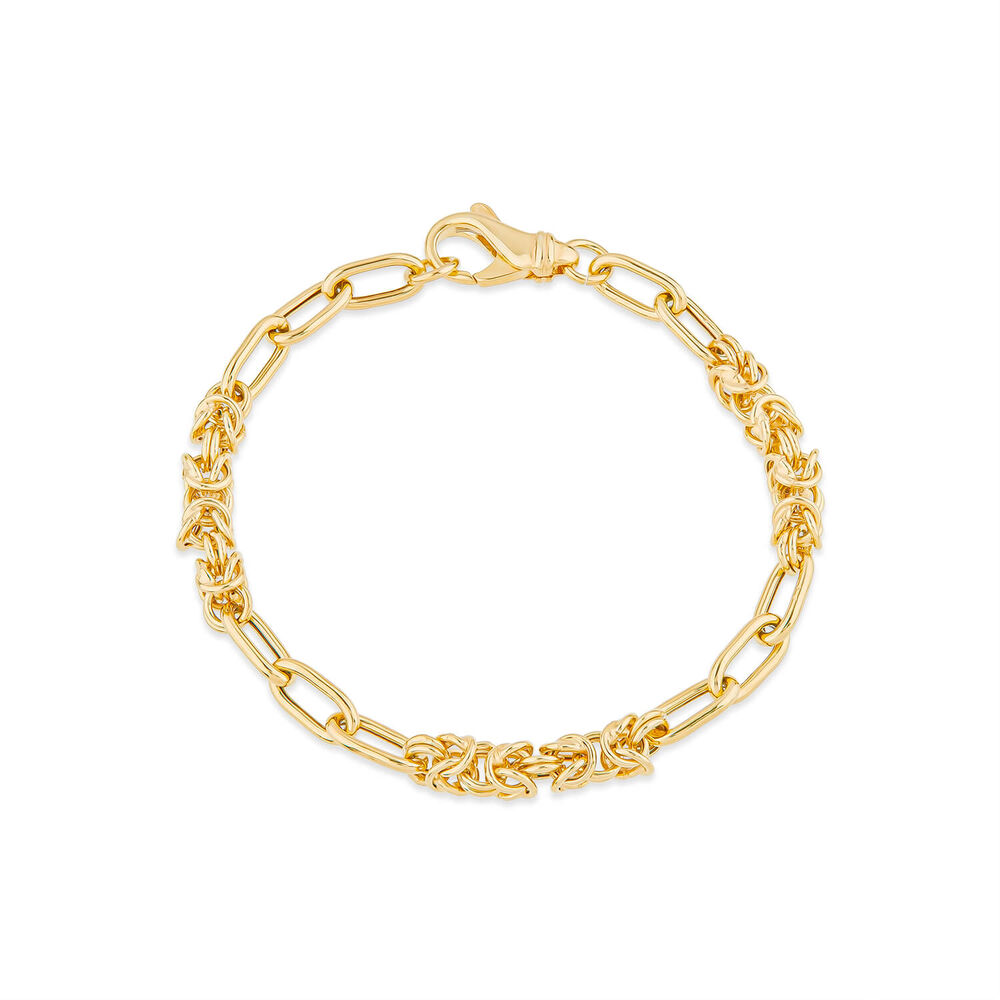 Silver & Yellow Gold Plated Twist & Open Link Bracelet image number 0