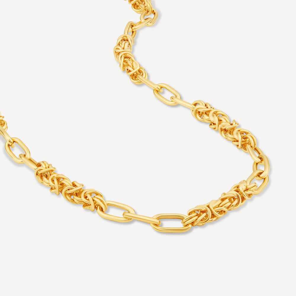 Sterling Silver & Yellow Gold Plated Twist & Open Link Necklet image number 3
