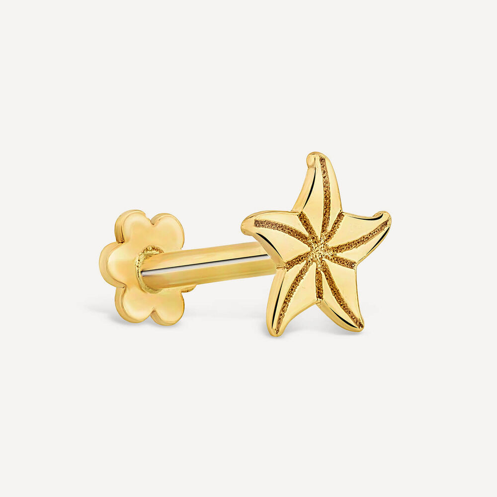 9ct Yellow Gold Diamond Cut Flower Single Stud Earring