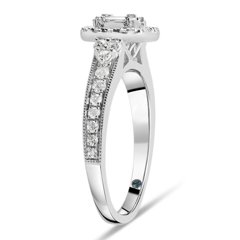 Kathy De Stafford 18ct White Gold ''Keelin'' Rectangular Cluster & Pave Shoulders 0.50ct Ring image number 3