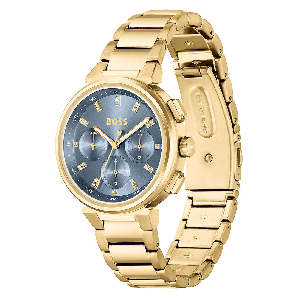 BOSS One 38mm Blue Dial Yellow Gold PVD Case Watch