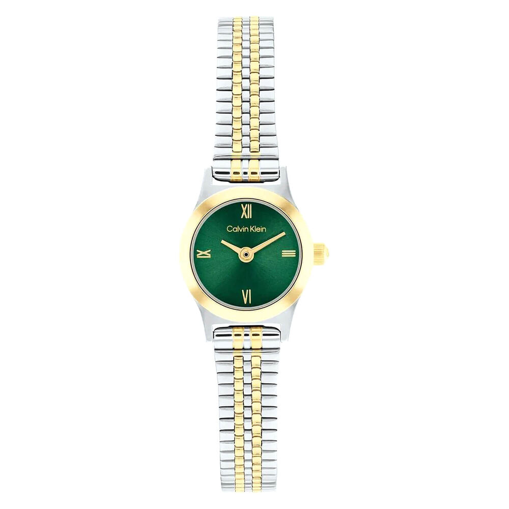Calvin Klein Contemporary 18mm Green Dial Two Tone Stainless Steel Bracelet Watch