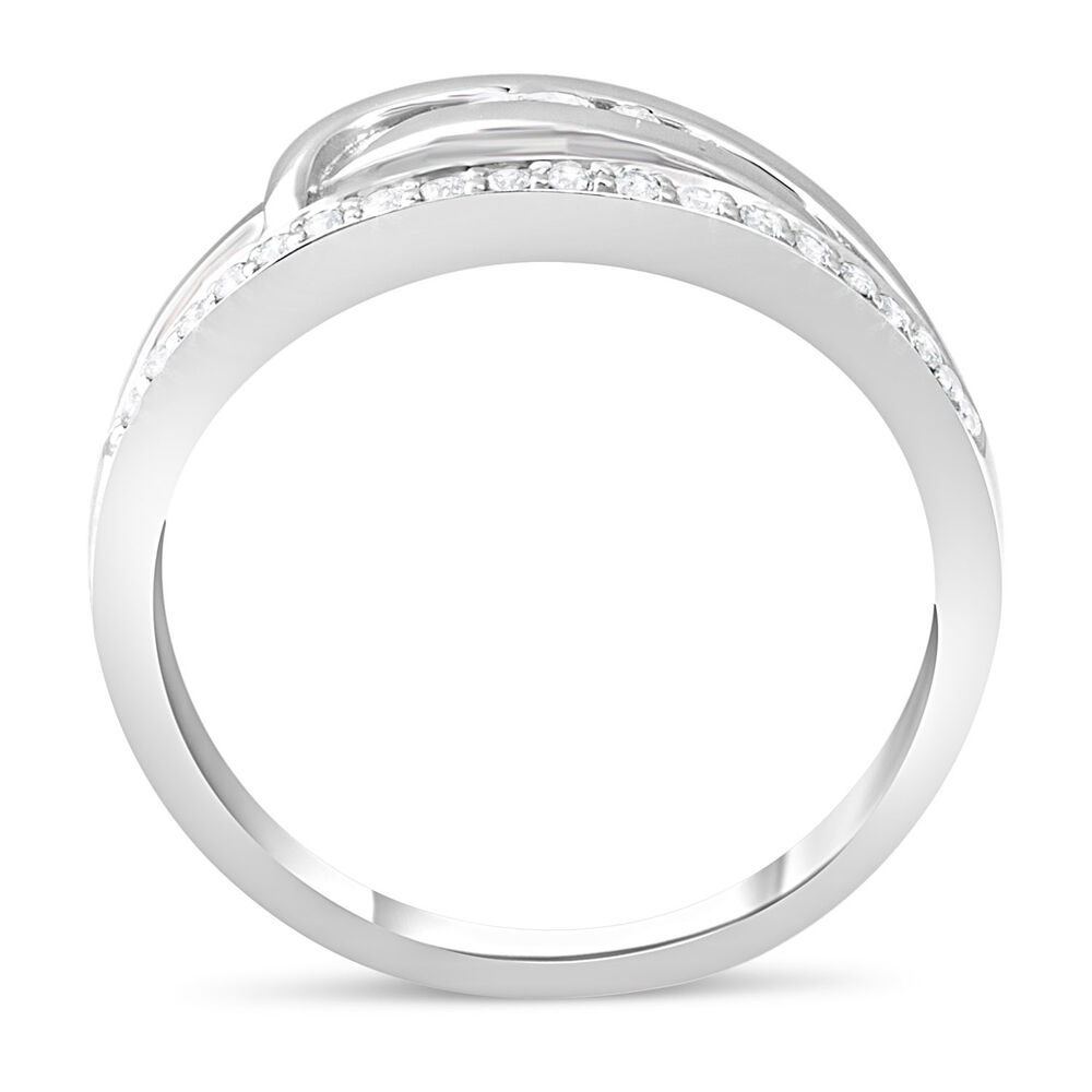 Ladies 9ct White Gold and Diamond Loop Dress Ring image number 2