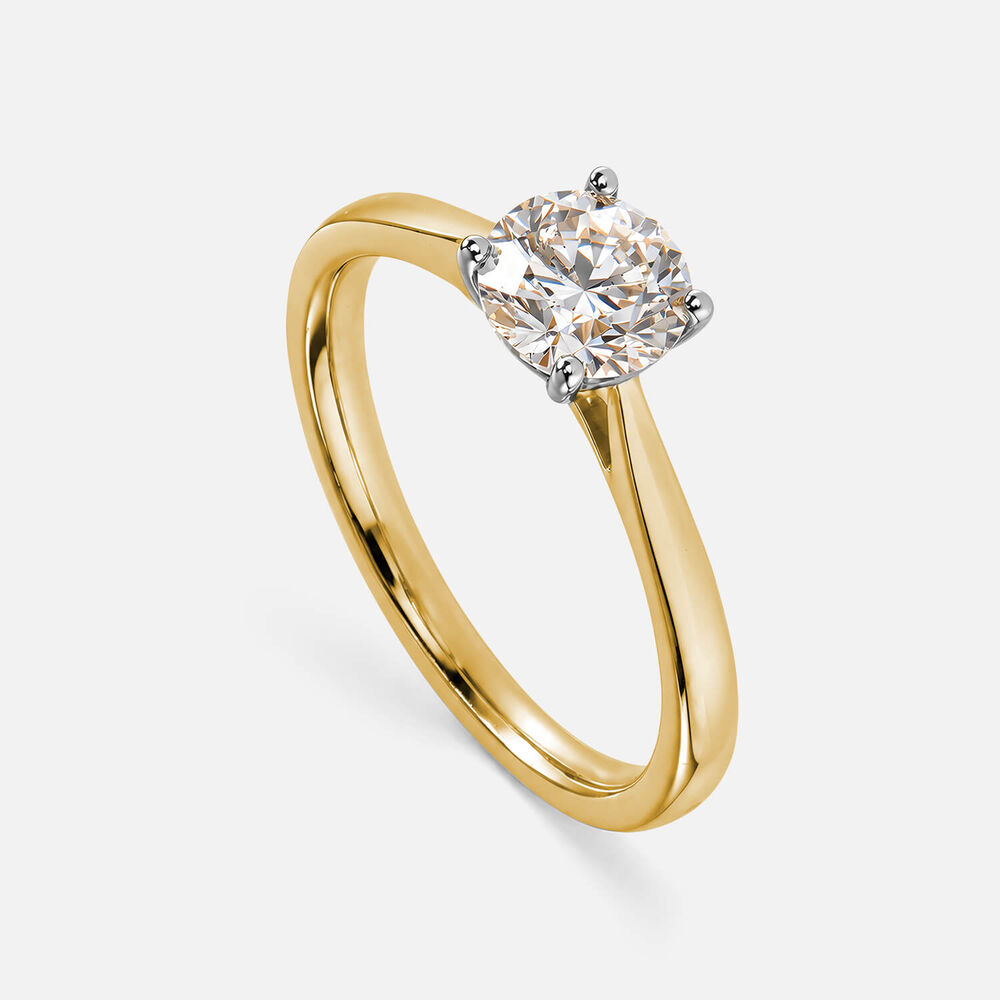 18ct Yellow Gold 1.00ct Round Brilliant Diamond Four Claw Solitaire Ring