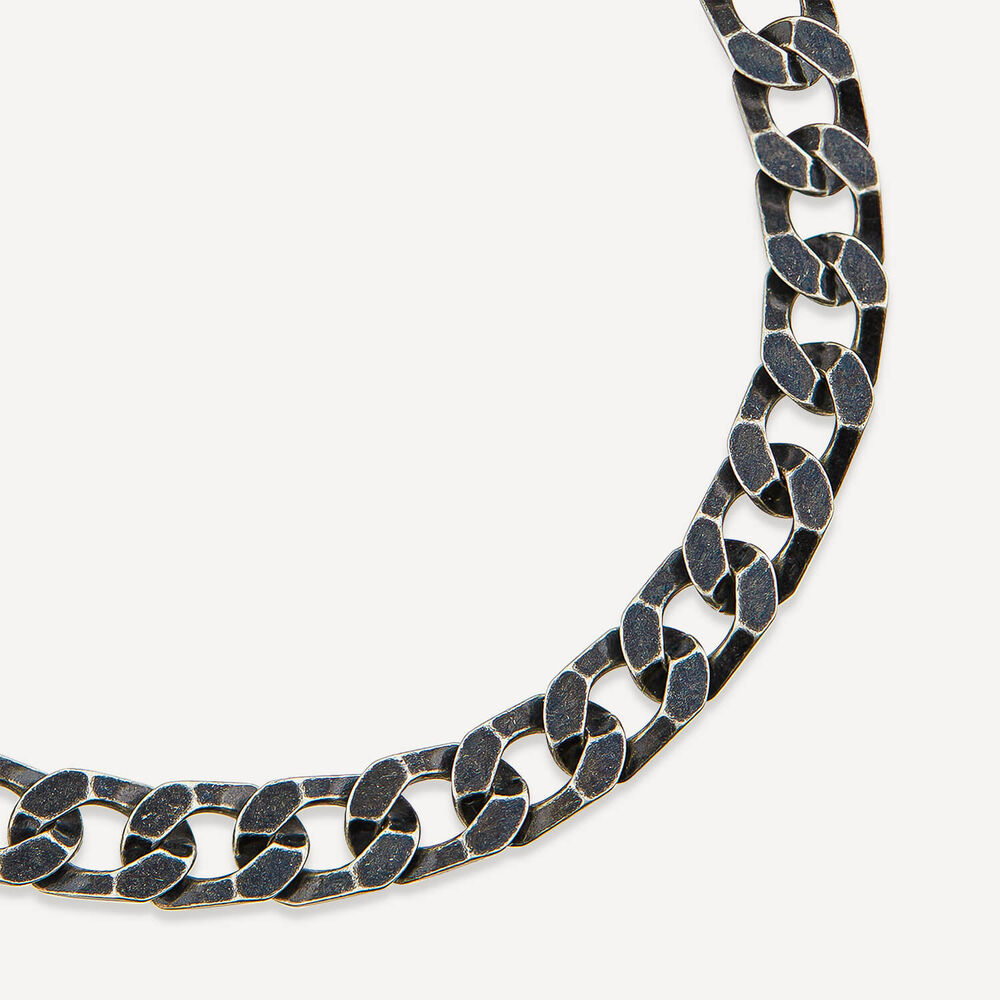 Sterling Silver Ruthenium Plated Curbed Bracelet image number 1