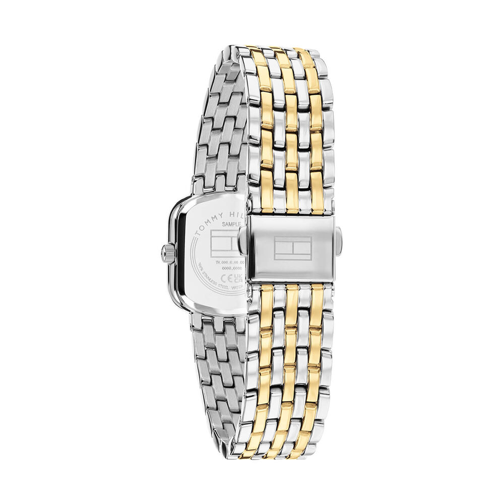 Tommy Hilfiger 24x22.5mm Silver Dial Crystal Bezel Two Tone Steel Bracelet Watch