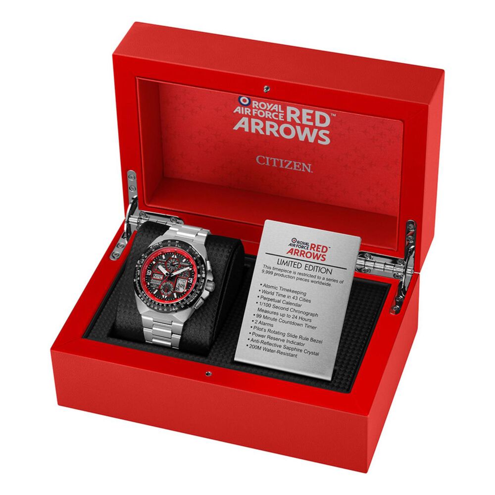 Citizen Eco-Drive Men's Limited Edition Red Arrows Black Dial Steel Bracelet Watch image number 5