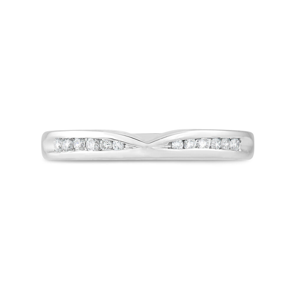 18ct White Gold Shaped Diamond 2.5mm Wedding Band image number 1