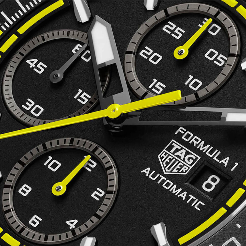 TAG Heuer Formula 1 Chronograph 44mm Black & Yellow Dial Black Rubber Strap Watch image number 3