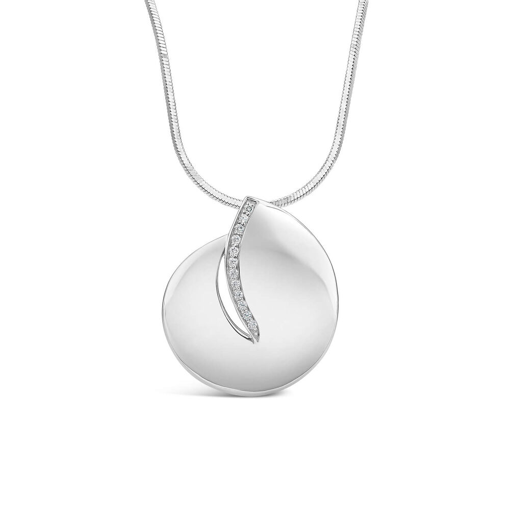 Sterling Silver Cubic Zirconia Open Round Disc Pendant image number 0