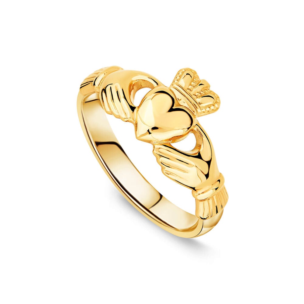 9ct Yellow Gold Puffed Claddagh Ring image number 0