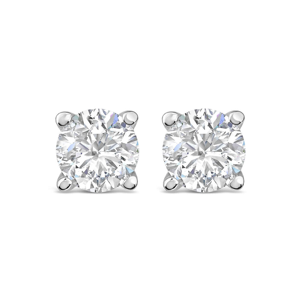 Born 9ct White Gold Lab Grown 0.80ct Diamond Brilliant Stud Earrings image number 0