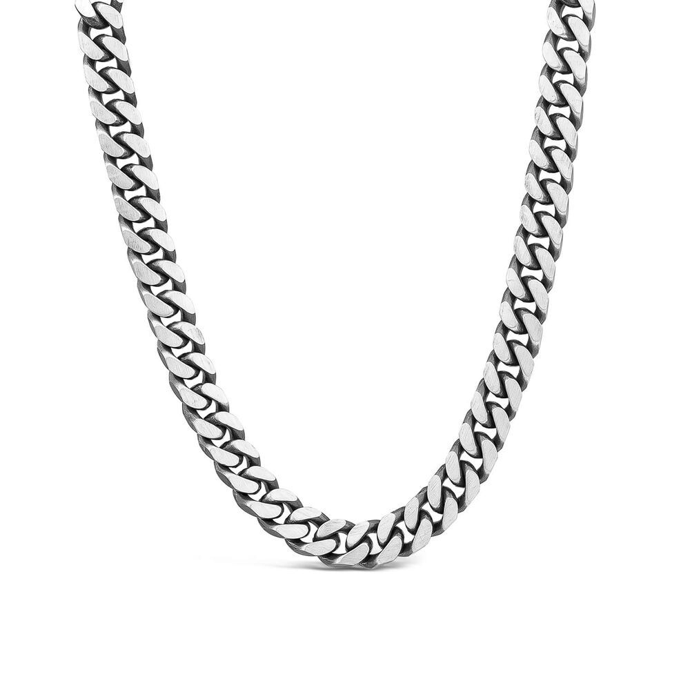 Sterling Silver Oxidised 20' Curb Mens Necklace image number 0