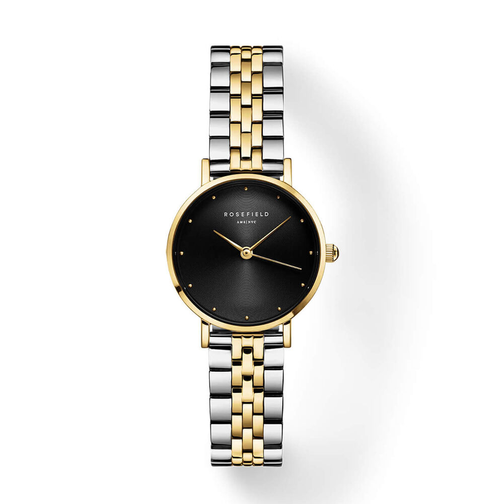 Rosefield Small Edit Black Duotone 26mm Black Dial Two Tone Steel Bracelet Watch image number 0