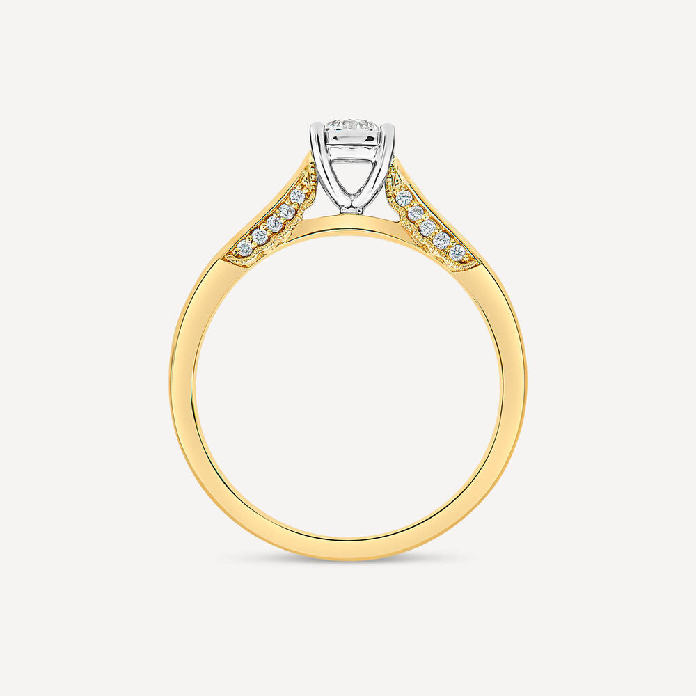 Kathy de Strafford 18ct Yellow Gold 0.24ct Round Solitaire & Diamond Accentuated Shoulders Ring image number 3