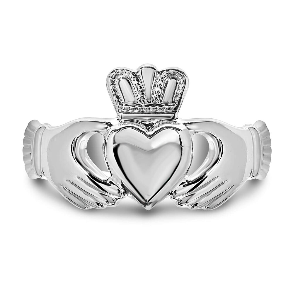 Sterling Silver Puffed Heart Gents Extra Heavy Claddagh image number 1