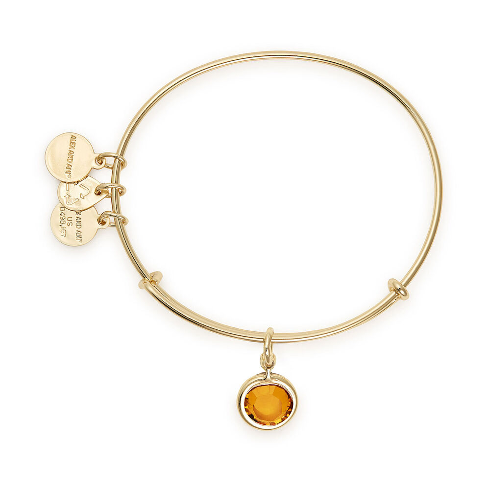 Alex And Ani Gold-Tone Topaz Swarovski Crystal November Birthstone Bangle image number 1