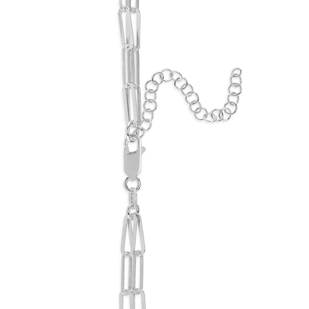 Sterling Silver Double Paperlink Chain Ladies Necklet image number 2