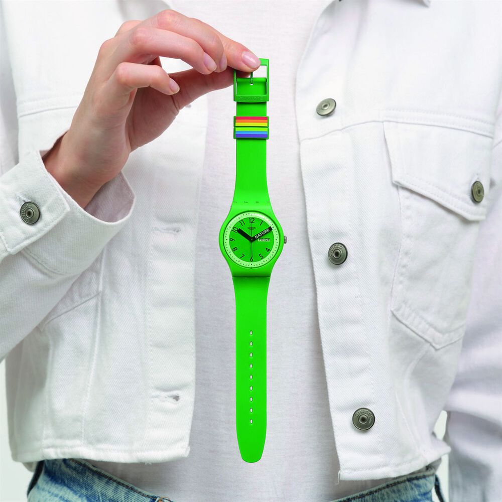Swatch Proudly Green 41mm Green Dial &Strap Watch image number 2