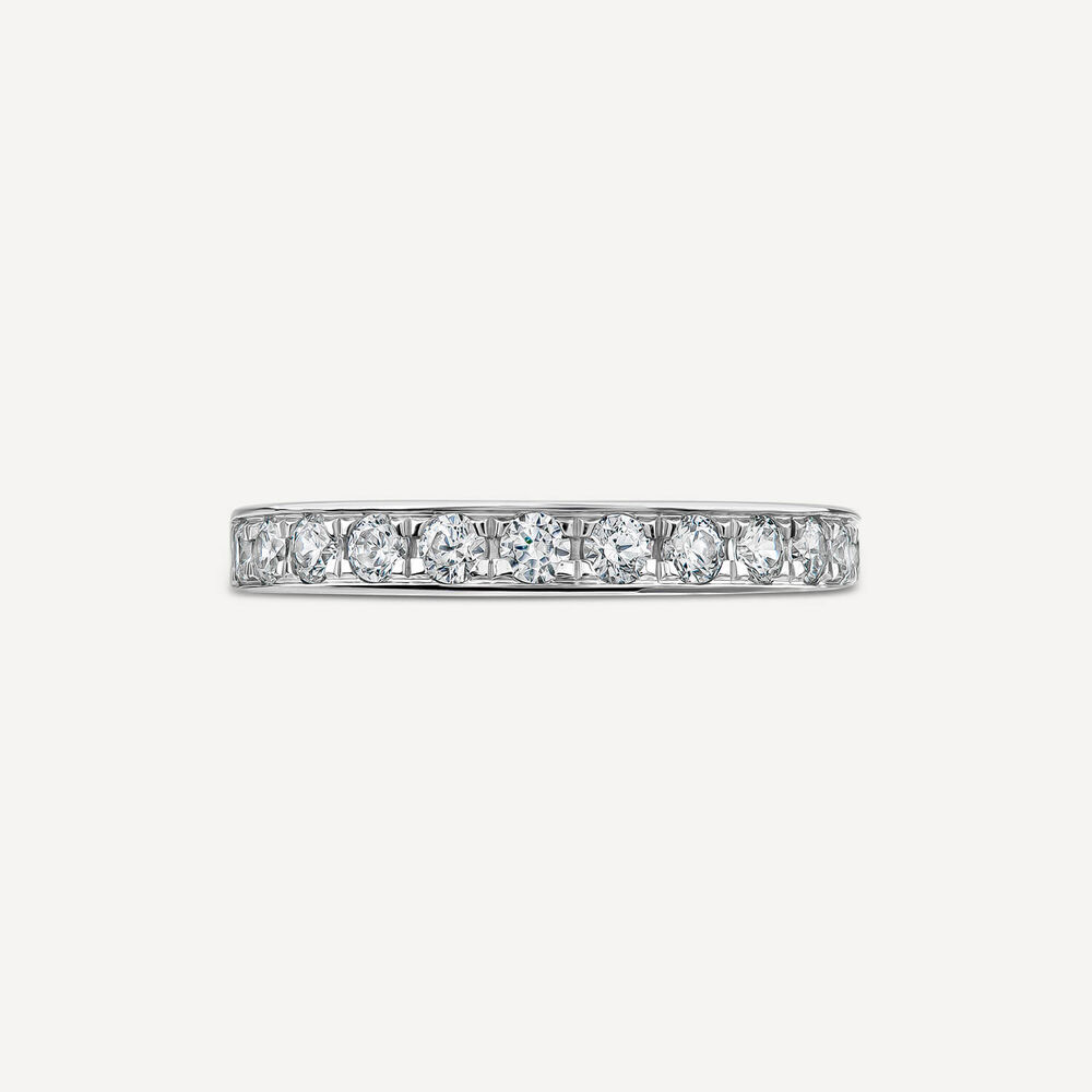 Platinum 3mm 0.50ct Diamond Pave Wedding Ring