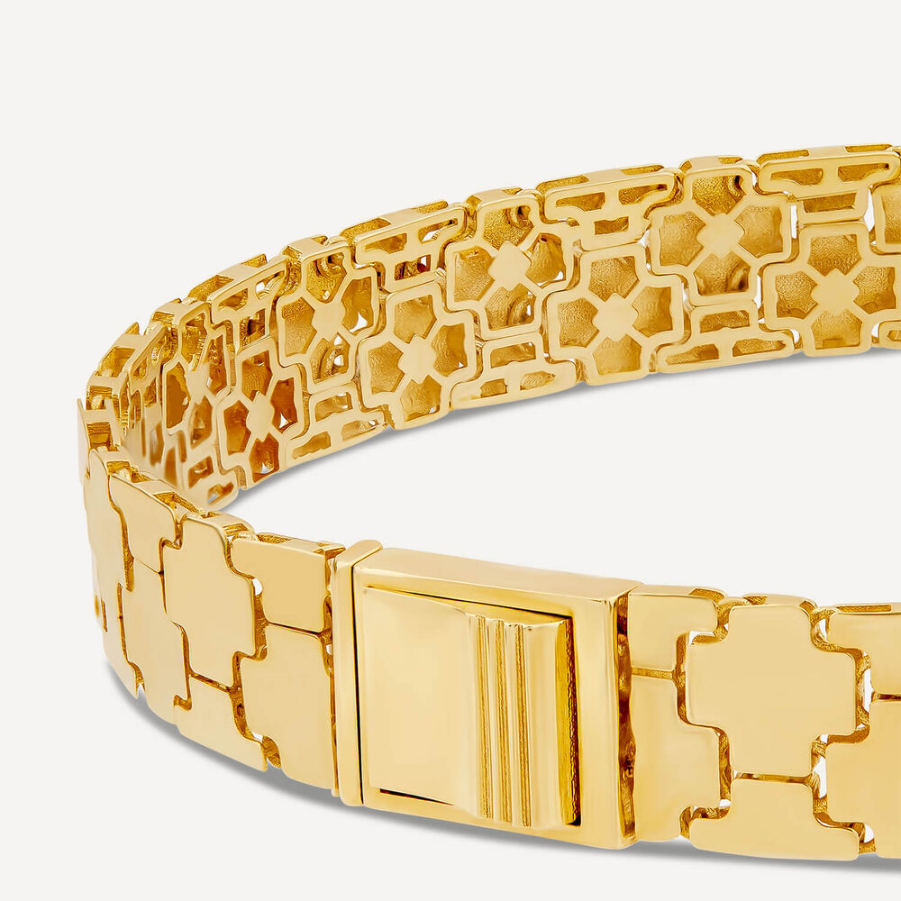 9ct Yellow Gold Shiny Wide Jigsaw Bracelet image number 2