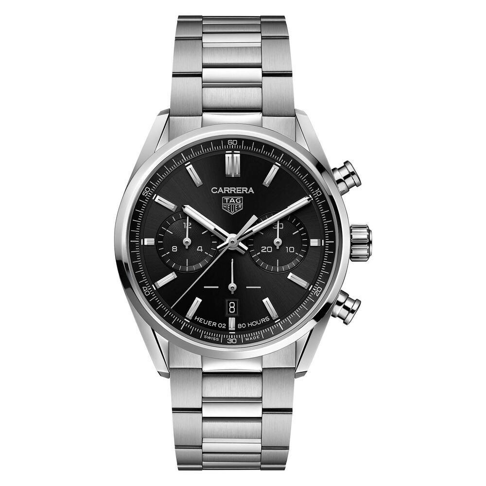 TAG Heuer Carrera 42mm Black Dial Chronograph Steel Case Bracelet Watch