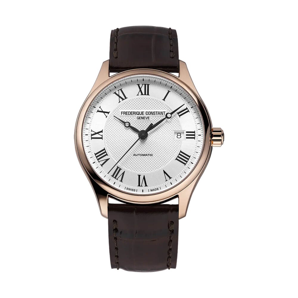 Frederique Constant Classics 40mm Silver Dial Brown Leather Strap Watch