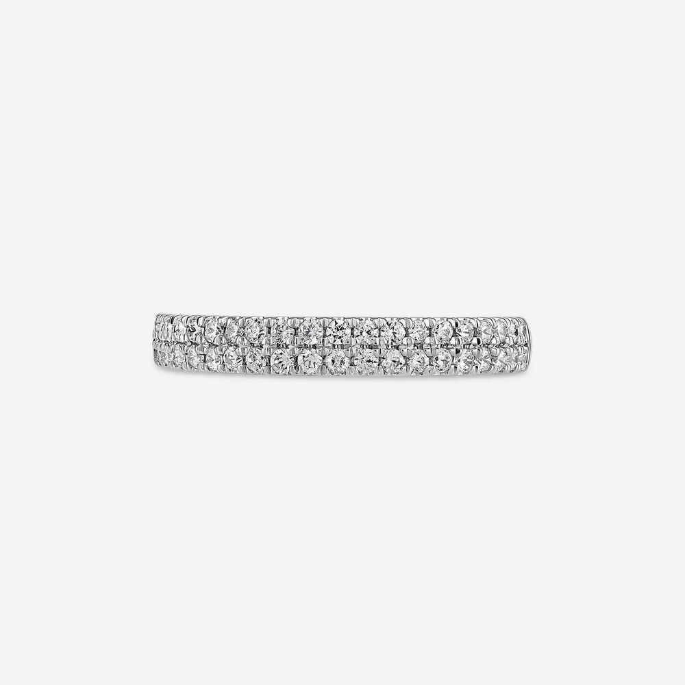 18ct White Gold Orchid Setting 0.33 Carat Double Row Diamonds Wedding Ring