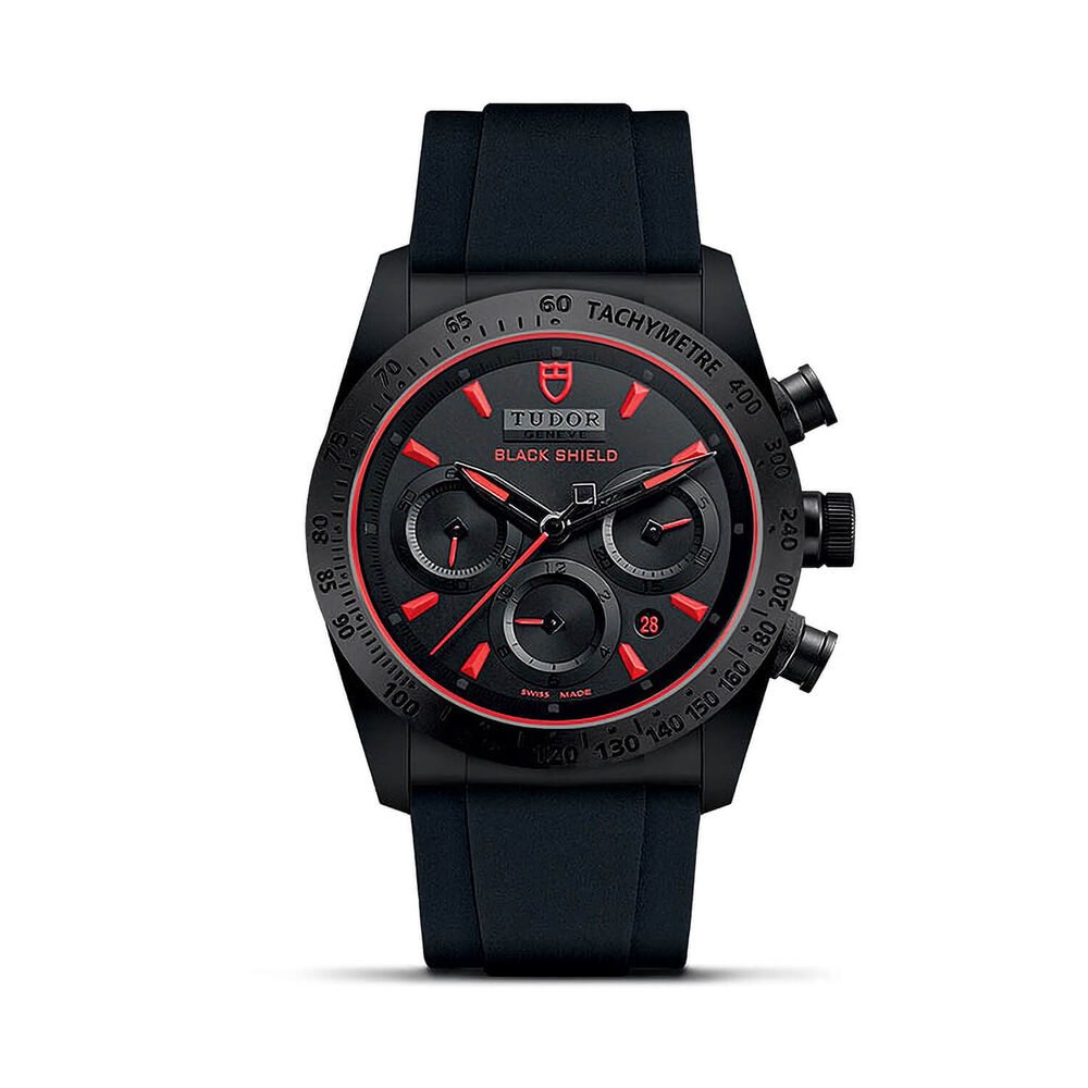 Pre-Owned TUDOR Fastrider Black Shield 42mm Red Details Dial Rubber Strap Watch