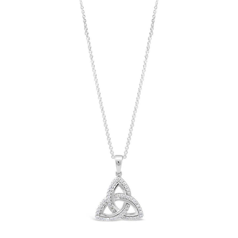 Sterling Silver Cubic Zirconia Trinity Knot Pendant image number 0