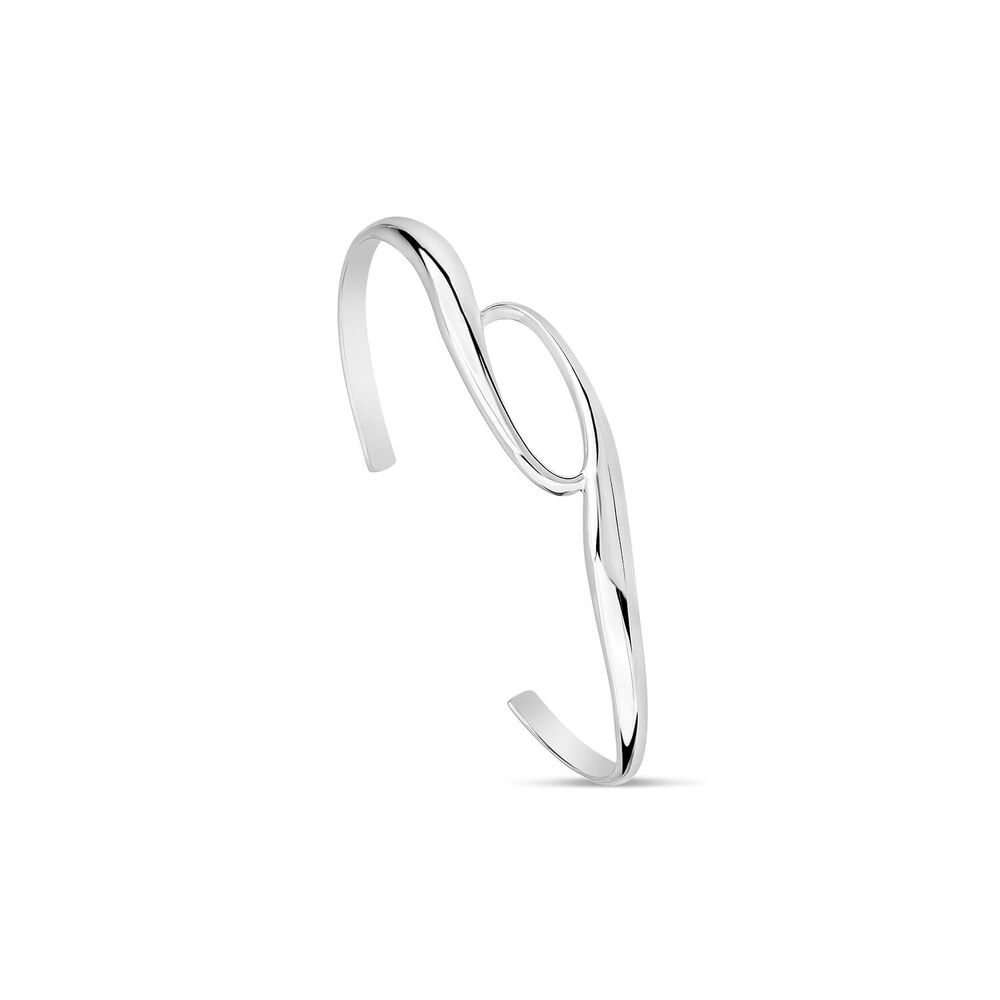 Sterling Silver Opened Swirl Cuff Bangle image number 0
