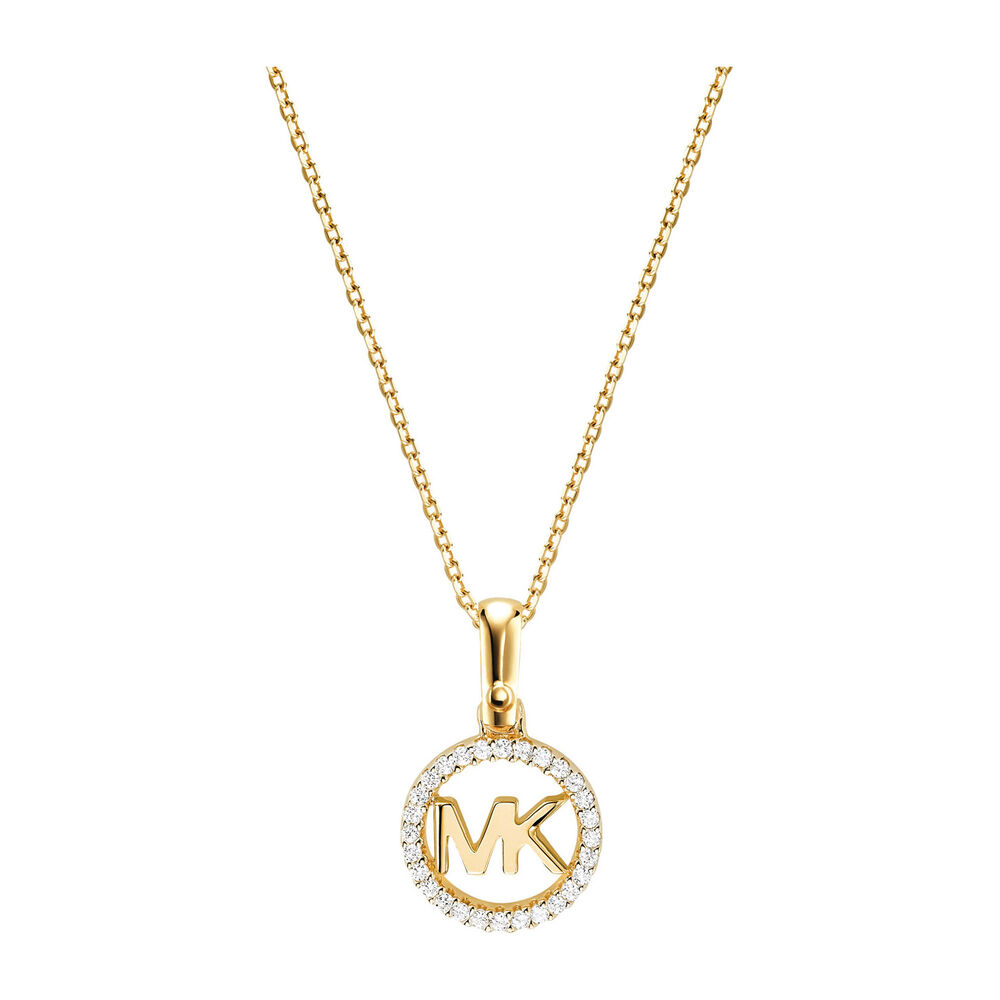 Michael Kors Yellow Gold & Crystal 'MK' Pendant