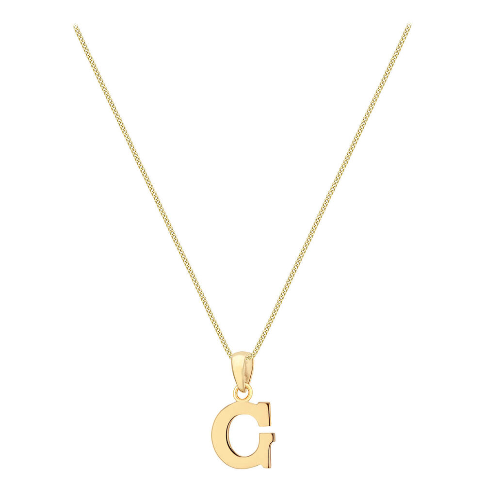 9ct Yellow Gold Plain Initial G Pendant  (Chain Included) image number 1