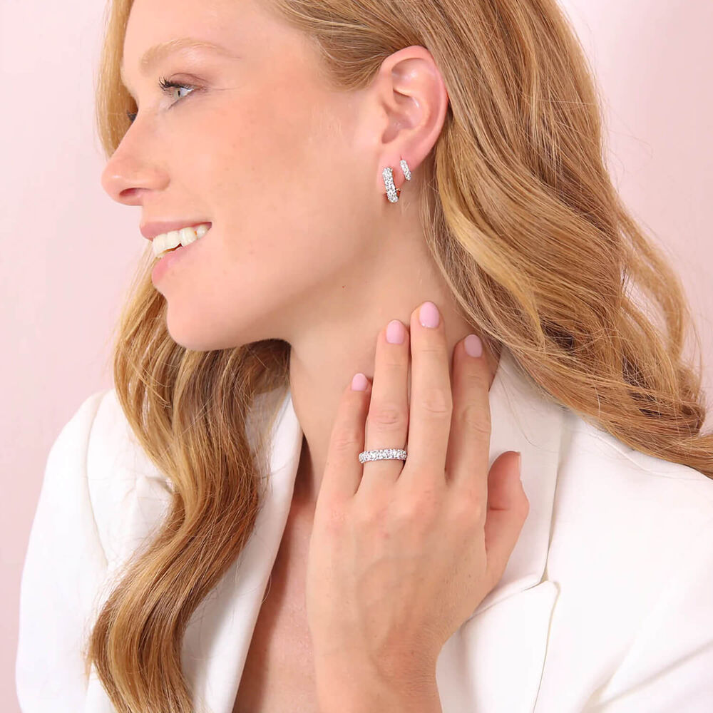Bronzallure 18ct Rose Gold Plated White Cubic Zirconia Square Shaped Earrings image number 2