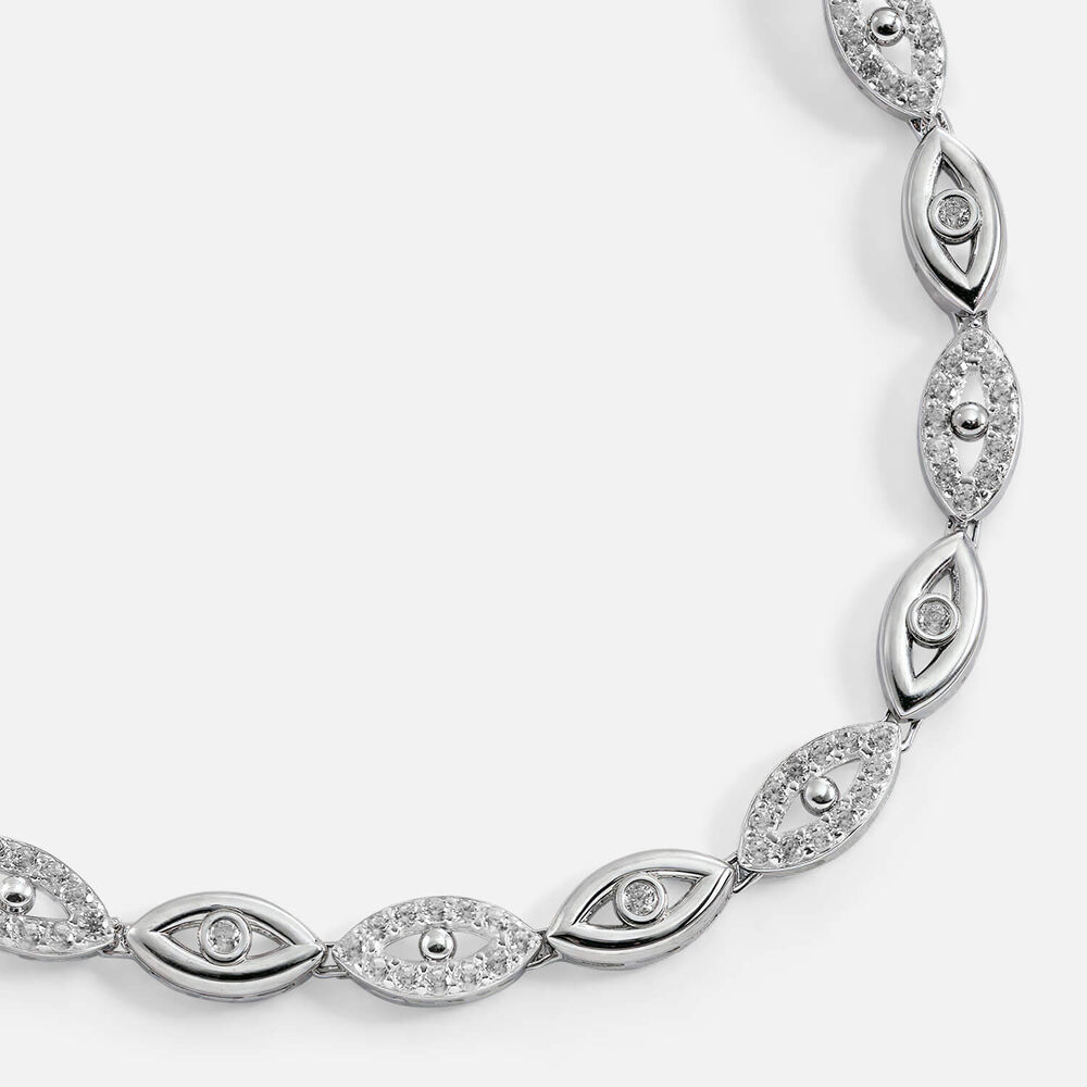 9ct White Gold Cubic Zirconia Set Marquise Shape Link Bracelet