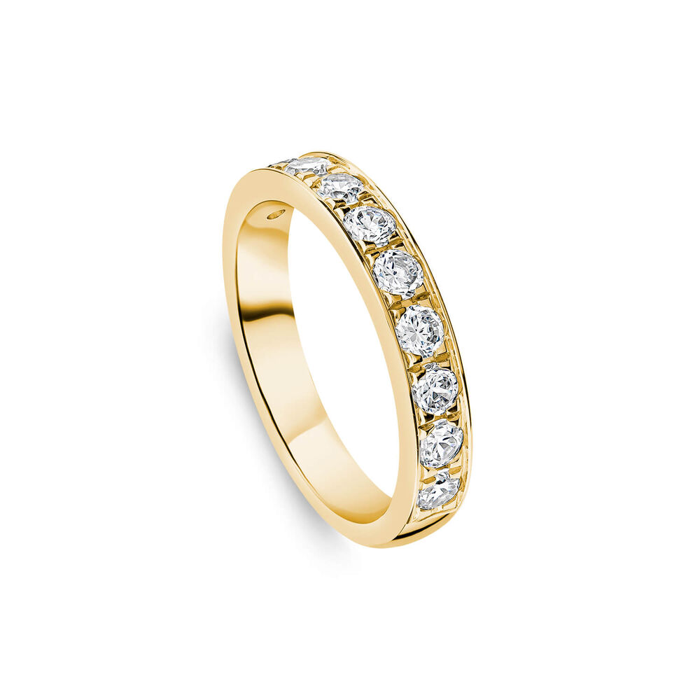 18ct Yellow Gold 3.5mm 0.67ct Diamond Pave Set Wedding Ring image number 0