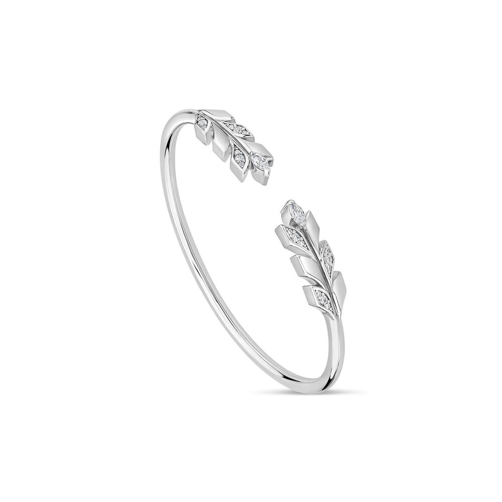 Sterling Silver Cubic Zirconia Opened Laurel Styled Bangle image number 0