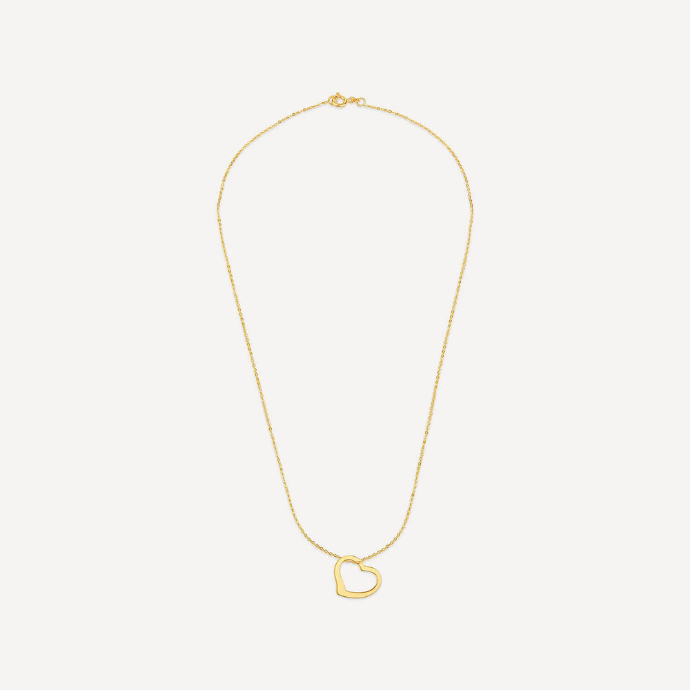 9ct Yellow Gold Open Dangling Heart Necklet image number 2