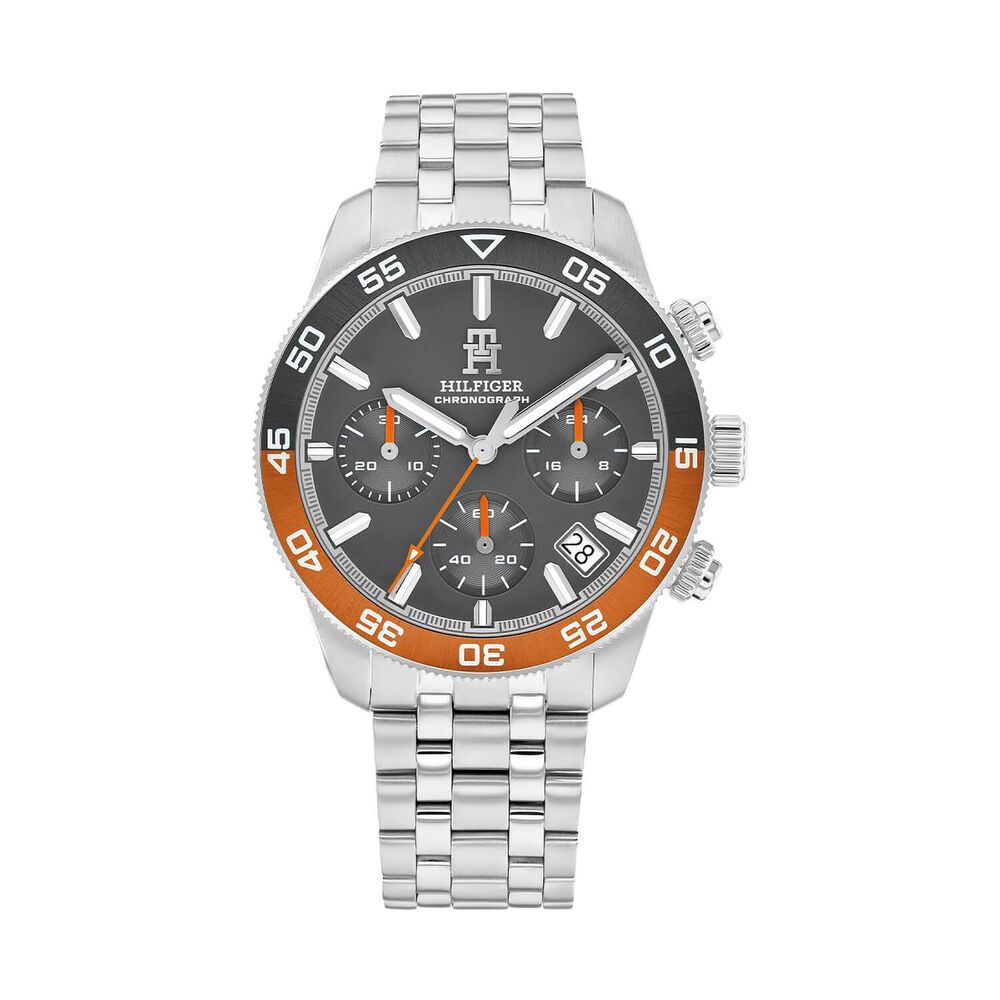 Tommy Hilfiger TH85 41mm Grey Dial Grey & Orange Bezel Steel Bracelet Watch image number 0