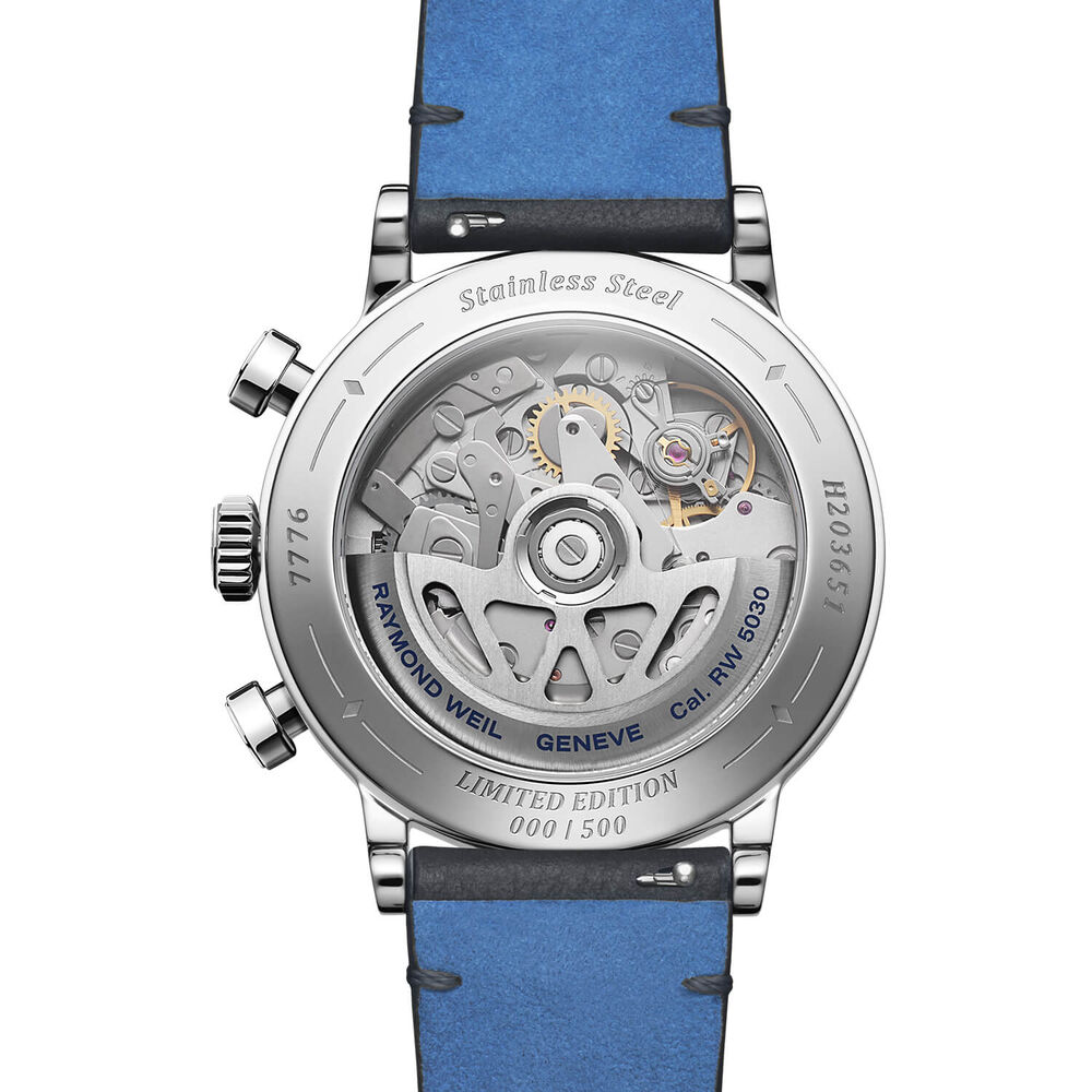 Raymond Weil Millesime Jubilee Limited Edition 39mm Silver Dial Leather Strap Chronograph Watch