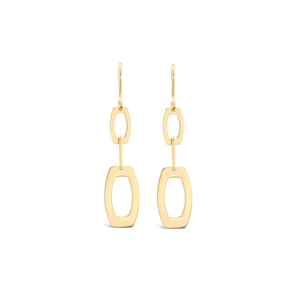 9ct Yellow Gold 2 Open Polished Oval Drop Earrings