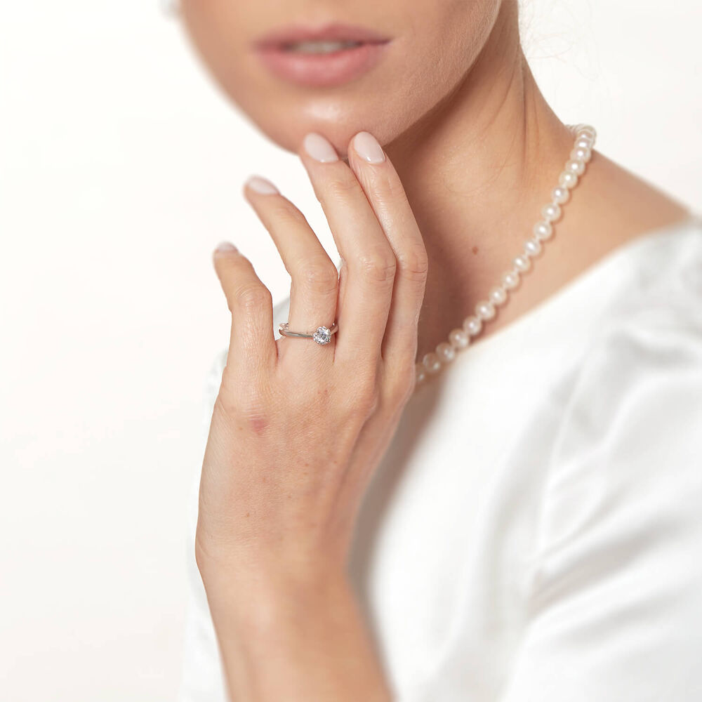 Northern Star 0.44ct Round Diamond Brilliant Halo 18ct White Gold Ring image number 5