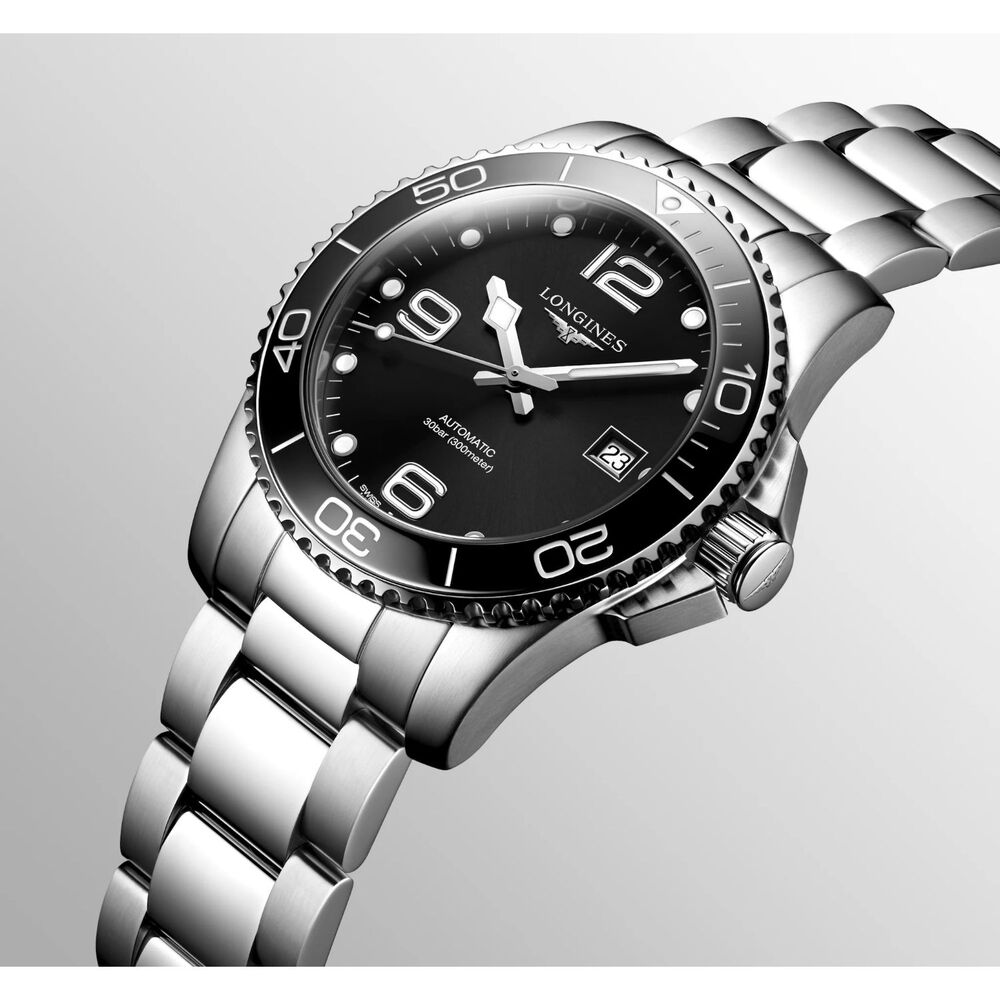 Longines Hydroconquest 41mm Black Dial Ceramic Bezel Steel Case Watch